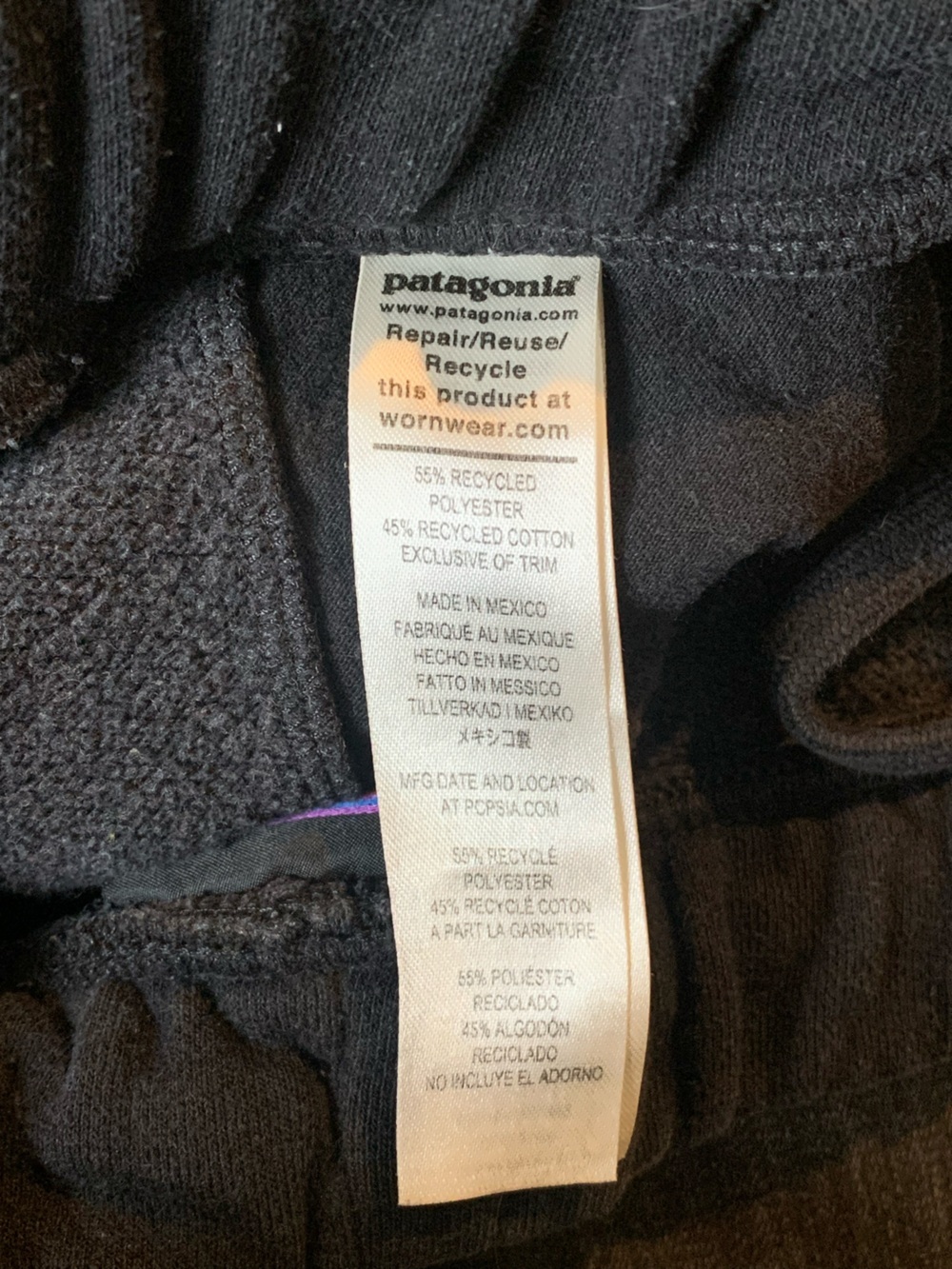 Patagonia Black P-6 Label Uprisal Sweatpants Joggers XS Fleece Elastic Waist - Picture 7 of 9